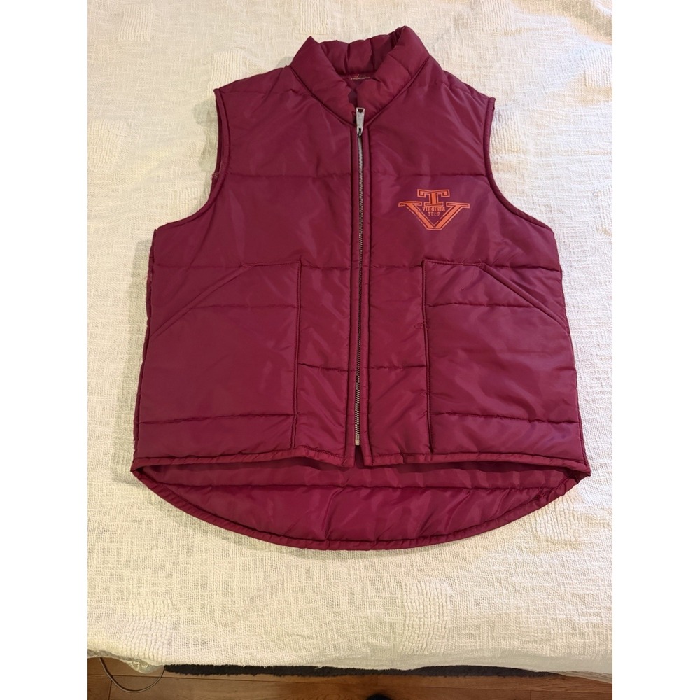 Vintage Virginia Tech Puffer Vest Retired Logo 70's-80's Pride Zipper Hokies